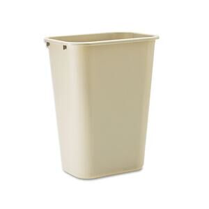Deskside Trash Can 10.25 Gallon Beige Plastic Wastebasket Fits Under Desk